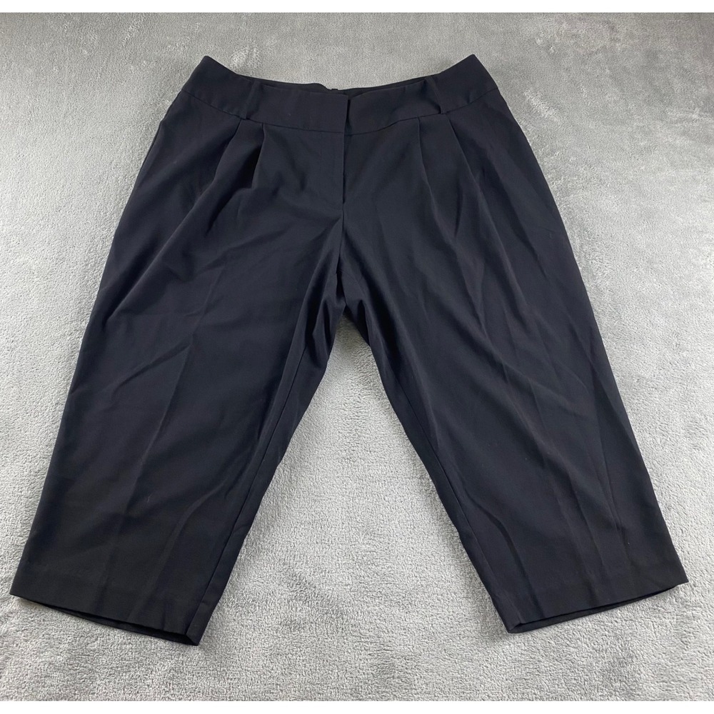 Worthington Black Cropped Pleated Wide Leg Dress Pants‎ Women Size 16